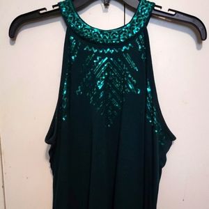 Almost Famous Hunter Green Sequin Tank Top